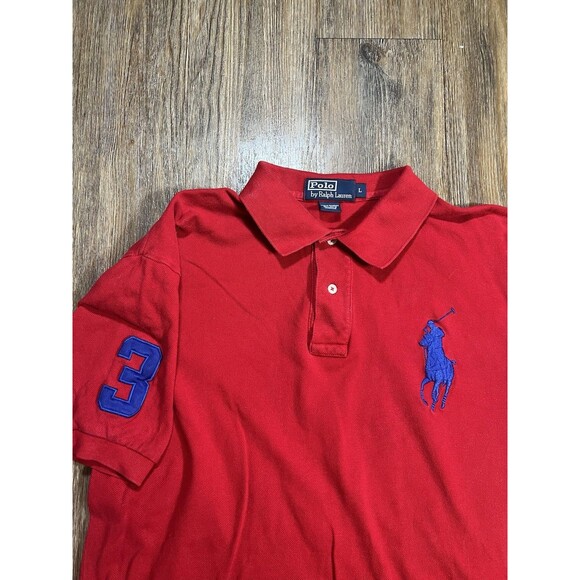 Ralph Lauren Men's Big Pony Polo Shirt Short Sleeve Red Size Large Embroidered - Picture 3 of 7